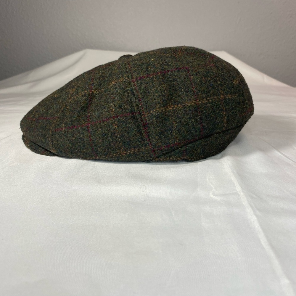 Heritage Traditions Newsboy Flat Cap Wool Blend Brown Tweed Plaid *READ*
